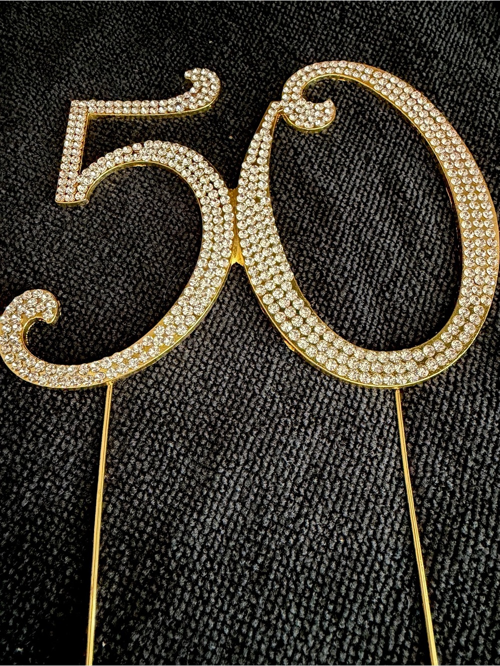 Gold Rhinestone '50' Cake Topper